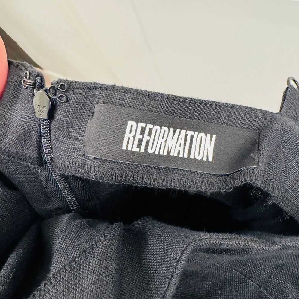 Reformation Pace Black Linen Corset Wideleg Jumpsuit